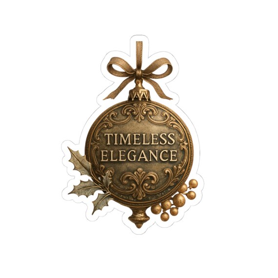 Timeless Elegance Ornament sticker | Kiss-Cut Sticker, Vintage Christmas design