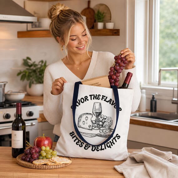 Market Tote Bag, Grocery Shopping, Wine Artisan Finds, Sustainable Polyester Bag