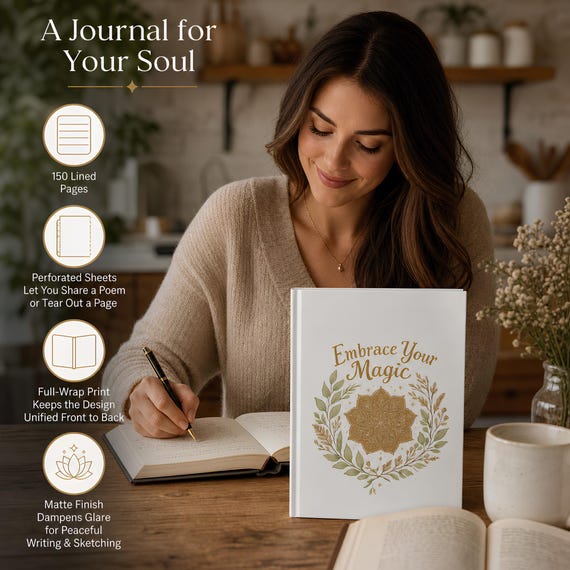 Hardcover Journal with Floral Mandala, 150 Lined Pages | Casewrap