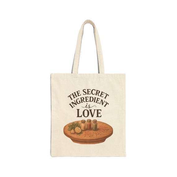 The Secret Ingredient Is Love Tote Bag | Kitchen Baking Illustration