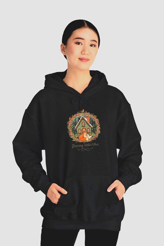 Fairy Cottage Wreath Hoodie | Cozy Holiday Pullover