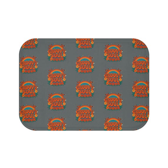 Groovy Soul Rainbow Bath Mat | Retro 70s Flower Pattern