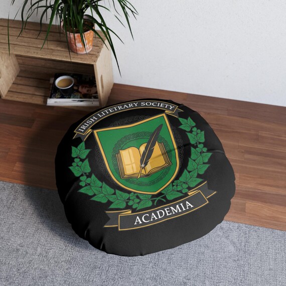 Irish Literary Society Academia Crest Tufted Floor Cozy Pillow