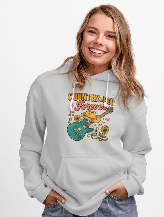Guitar-Sunflower Graphic Hoodie – Country Pop Music Sweatshirt