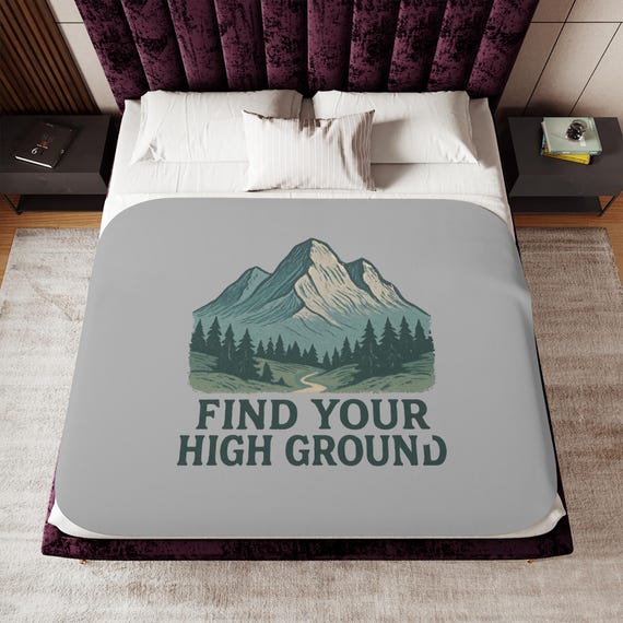 Find Your High Ground sherpa blanket | Mountain forest design