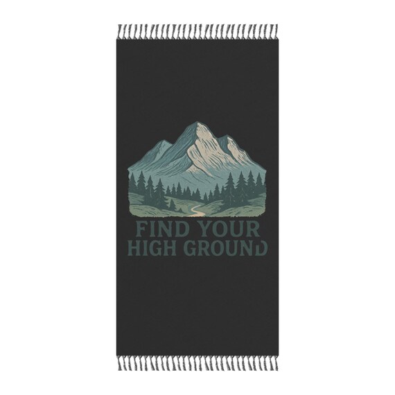 Find Your High Ground beach towel | Mountain forest illustration