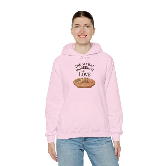 The Secret Ingredient is Love Hoodie | Pie Illustration, Cozy Baking Shirt