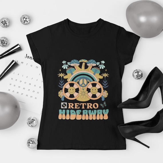 Retro Hideaway T-Shirt, Unisex Softstyle Design
