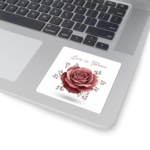 Love in Bloom Rose Sticker | Berry-Red Palette, Deep Rose Floral Kiss-Cut