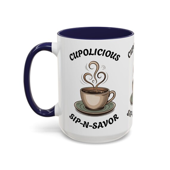 Warm & Cozy 15 ounce Coffee Mug - Cup of Comfort,Red/Blue Interior