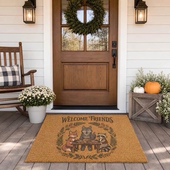 Custom Doormat with Welcome Friends Design - Outdoor Pet Friendly Mat