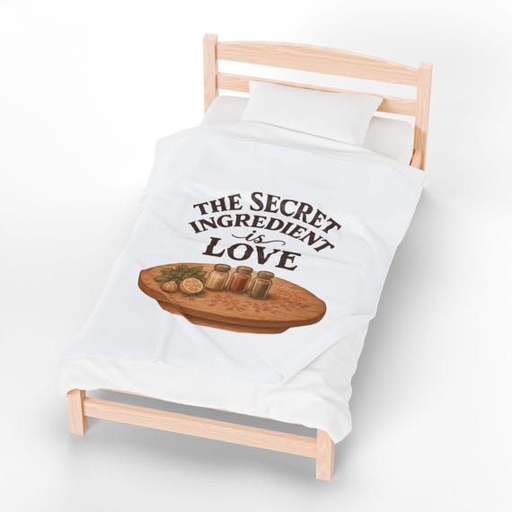 The Secret Ingredient Is Love Velveteen Blanket | Kitchen Spice Illustration