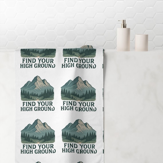 Find Your High Ground Mountain Illustration Towel | Outdoor or Shower Towel