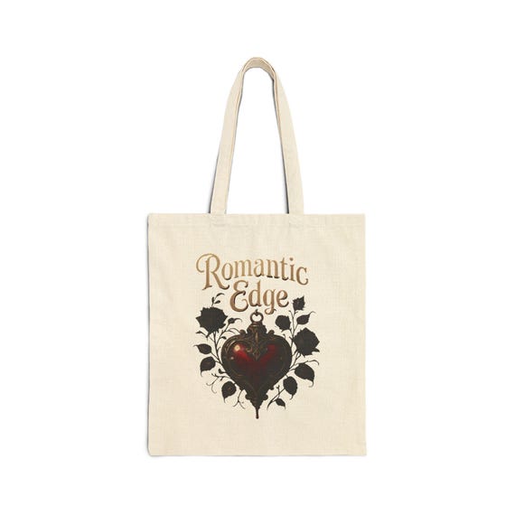 Romantic Edge heart and roses Tote Bag | gothic floral design