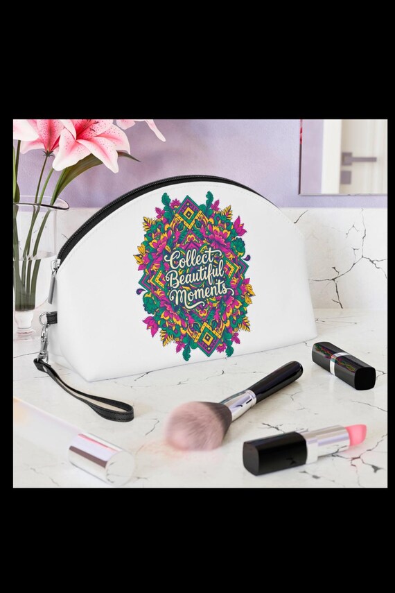 Floral Mandala Makeup Bag | "Collect Moments" Cosmetic Pouch