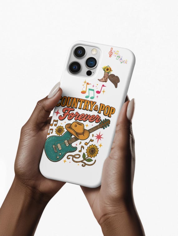 Tough Phone Case - Country & Pop Forever Guitar Cowboy Hat Design, Music Lover Gift