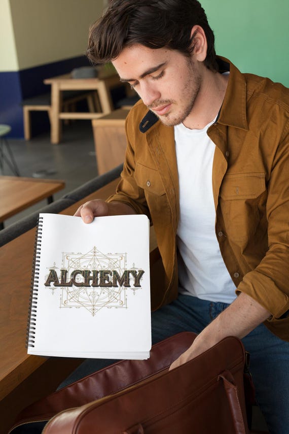 Alchemy geometric emblem Spiral Bound Journal | occult, magical symbol, parchment style