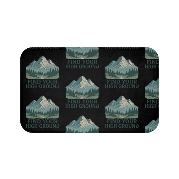 Find Your High Ground Bath Mat | Mountain Landscape, Trekking Theme