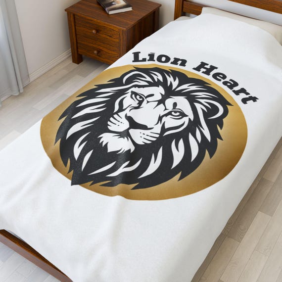 Lion Heart emblem Velveteen Blanket | empowerment, regal minimalist