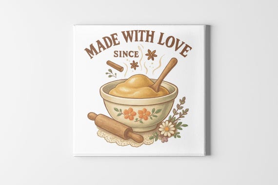 Made With Love bowl illustration Canvas