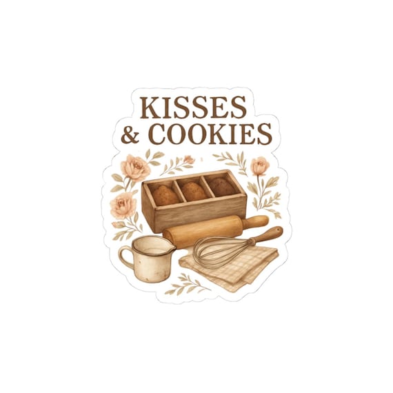 Kisses & Cookies baking illustration Sticker | Kiss-Cut Sticker