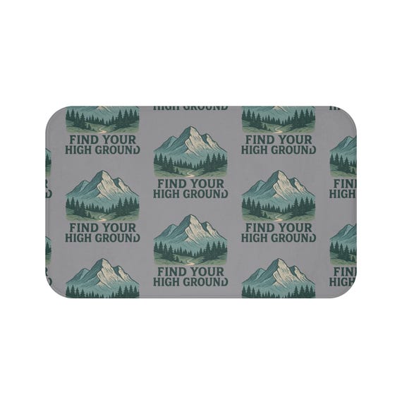 Find Your High Ground Bath Mat | Mountain Pattern, Outdoor Adventure