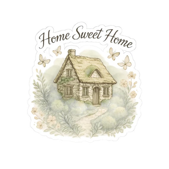 Cottagecore House Sticker | Watercolor Home Sweet Home Illustration
