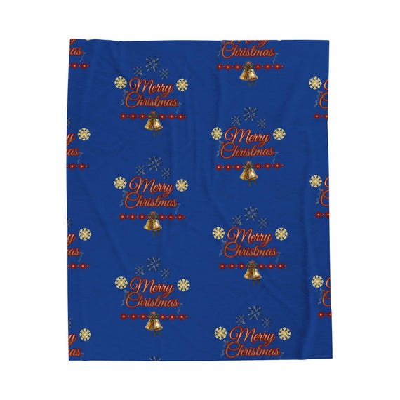 Merry Christmas Bells Pattern Blanket | Velveteen Plush Blanket