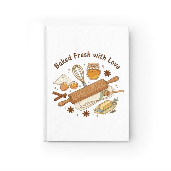 Baked Fresh With Love Journal, Ruled Notebook | Baking Illustration