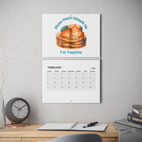 Sleeping Orange Cat Calendar 2026
