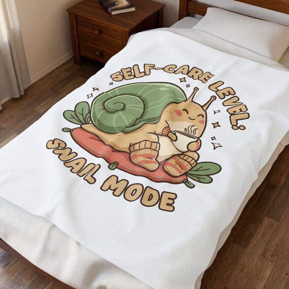 Snail Mode Self-Care Velveteen Plush Blanket | Cozy Relaxation