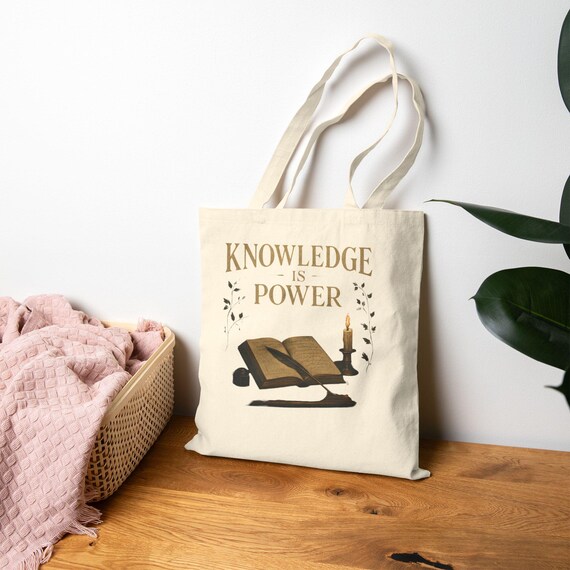 Book Candle Illustration Tote Bag, Library Quote Canvas Bag