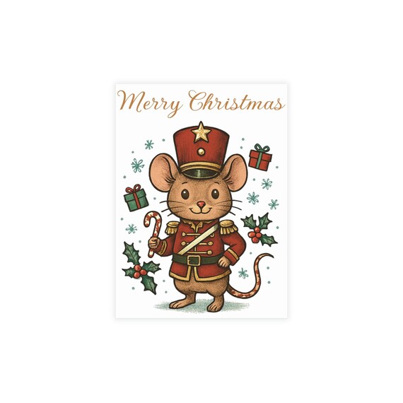 Merry Christmas Postcard Bundles (envelopes included) with Nutcracker Mouse