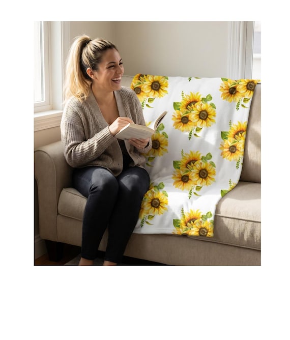 Sunflower Bouquet Throw Blanket | Floral Home Decor, Cozy Throw