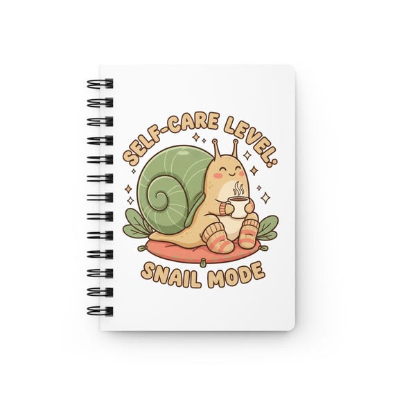 Self-Care Pastel Snail Mode Lined Notebook |Journal - Doodle - Note taking