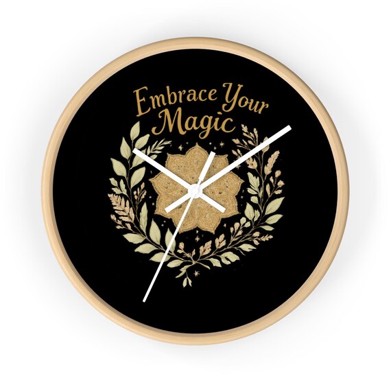 Embrace Your Magic Floral Wreath Wall Clock | Inspirational Quote