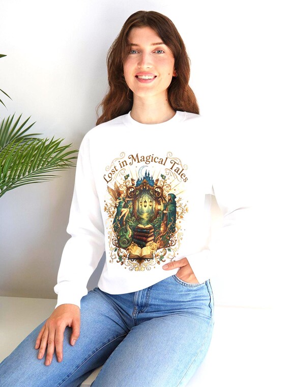 Lost in Magical Tales sweatshirt | enchanted book castle illustration
