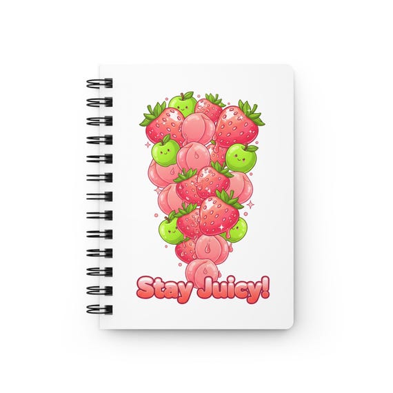 Stay Juicy Strawberry Stack Spiral Bound Journal | Cute Fruit Notebook
