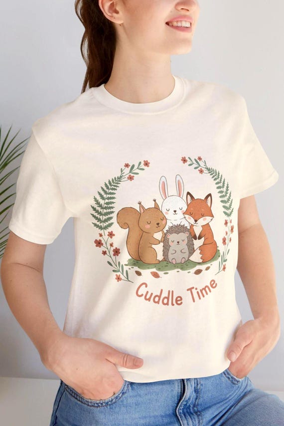Cuddle Time Cute Animal Illustration Tee