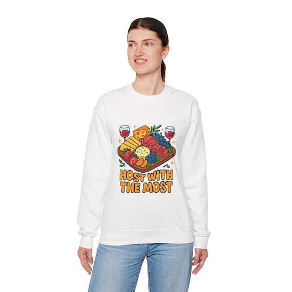 Charcuterie Board Illustration Sweatshirt | Wine and Cheese Graphic
