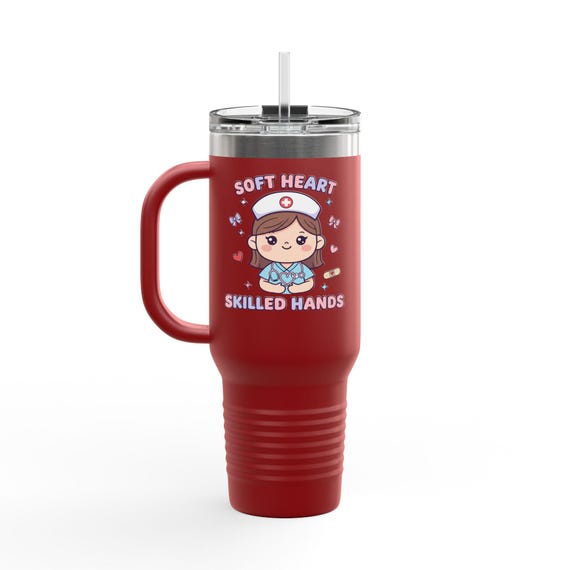 Soft Heart Skilled Hands Nurse illustration 40oz Travel Mug | Medical Tumbler