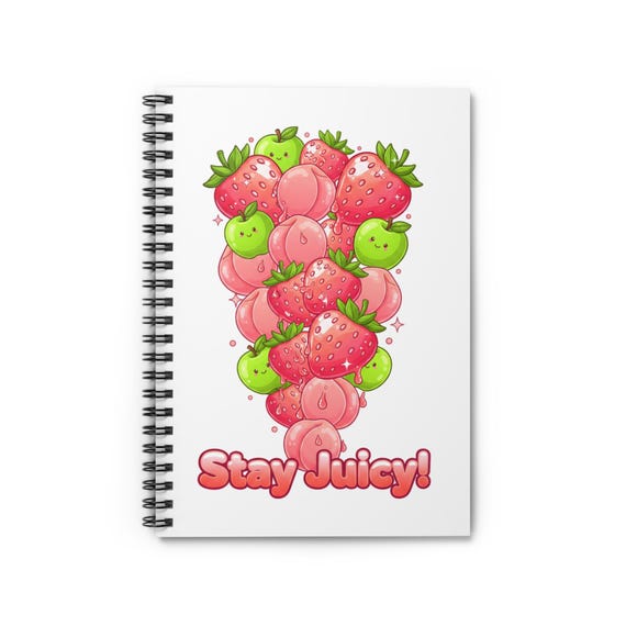Stay Juicy strawberry peach stack Spiral Notebook | Ruled Journal