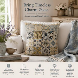 Patchwork Tile Pattern Pillow | Woven Boho Geometric Decorative Cushion