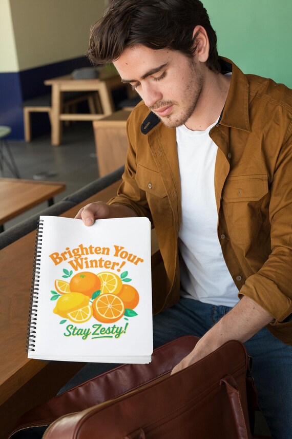 Brighten Your Winter Stay Zesty! Spiral Bound Journal | Citrus Illustration