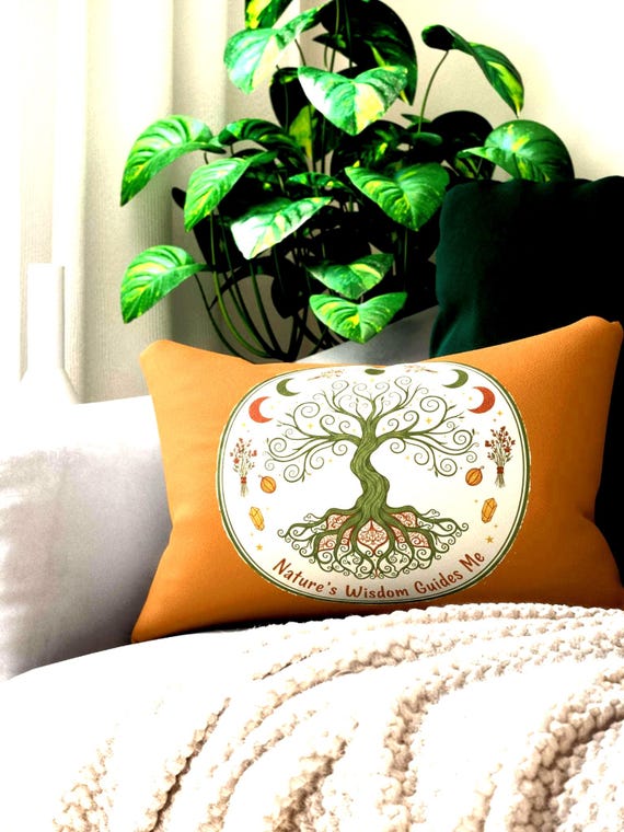 Tree of Life Nature Wisdom lumbar pillow | botanical boho earth tones