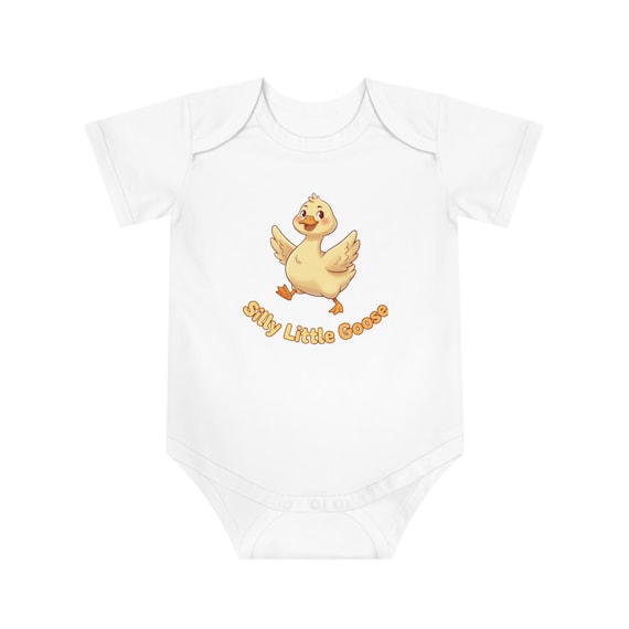 Silly Little Goose baby bodysuit | Cute Yellow Duckling illustration
