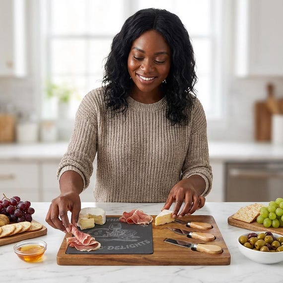 Engraved Charcuterie Board wooden platter | Gourmet cheese serving board