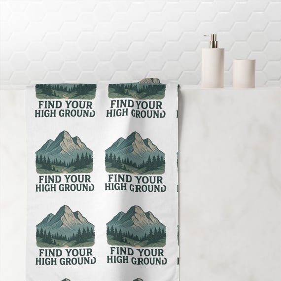 Find Your High Ground Mountain Illustration Towel | Outdoor or Shower Towel