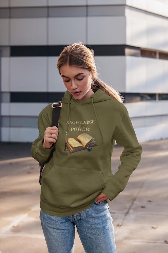 Warm and Cozy Hoodie with Open Book Illustration - Knowledge Is Power