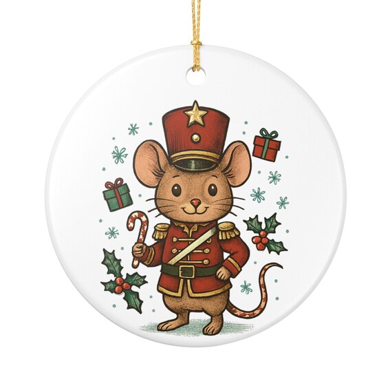Nutcracker Mouse Christmas Ornament | Ceramic Holiday Decoration